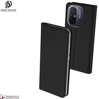 Dux Ducis Skin Pro dirbtinės odos dėklas - juodas (Xiaomi Redmi 12C/11A/Poco C55)